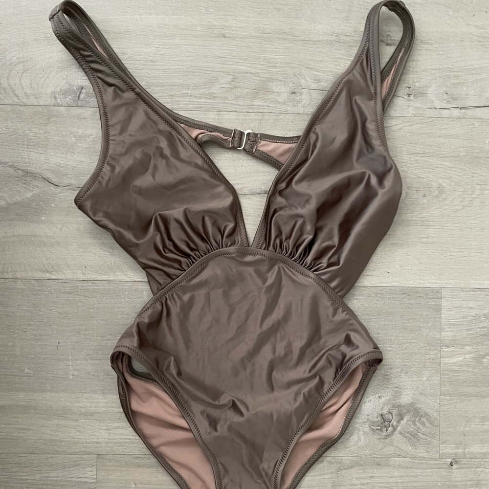 Gold plunge swimsuit